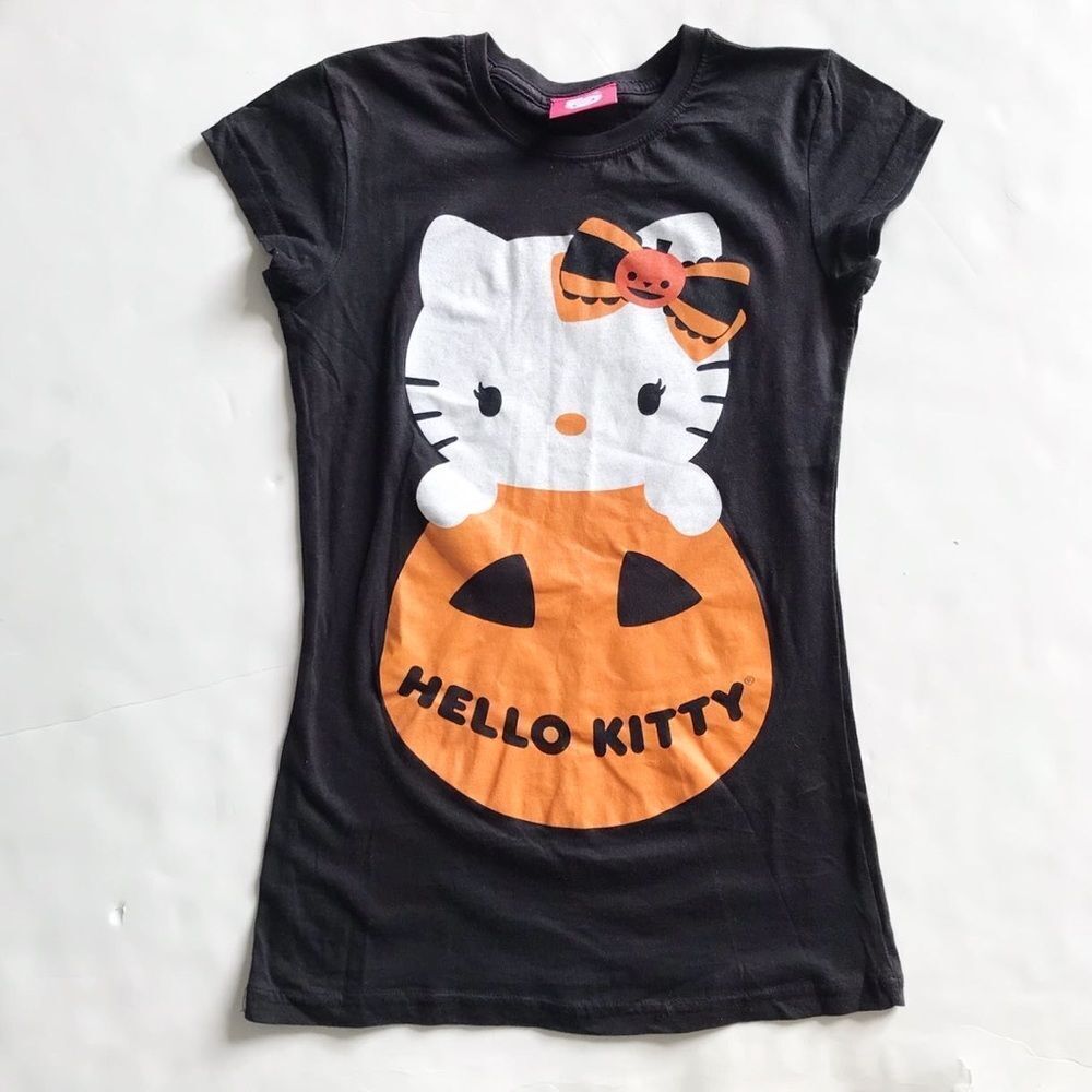 Hello Kitty Halloween pumpkin shirt dress EUC S(7-8)